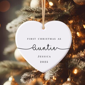 First Christmas as Aunt Ornament, Personalized Auntie Gift with Name and Custom Year, New Aunt Christmas Ornament, Keepsake for Sister