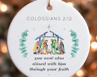 Christian Bible Verse Ornament, Scripture Christmas Ornament, Christian Decor, Inspirational Christian Gift, Faith Christmas Ornament