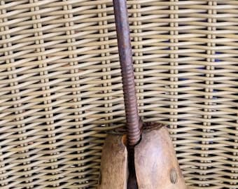 Antique Wood and Metal Shoe Tree. Shoe Stretcher. Twist Out Cobbler Equipment. c1920. Rare.