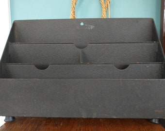 Vintage Veteran Series Metal Desk Top Storage Tray With 4 Bakelite Feet. Rare. c1950. Office Storage. Stationery Storage. Gift for Him.