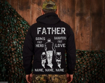 Dad A Daughters First Hero HOODIE hoody birthday gift fashion dad father husband