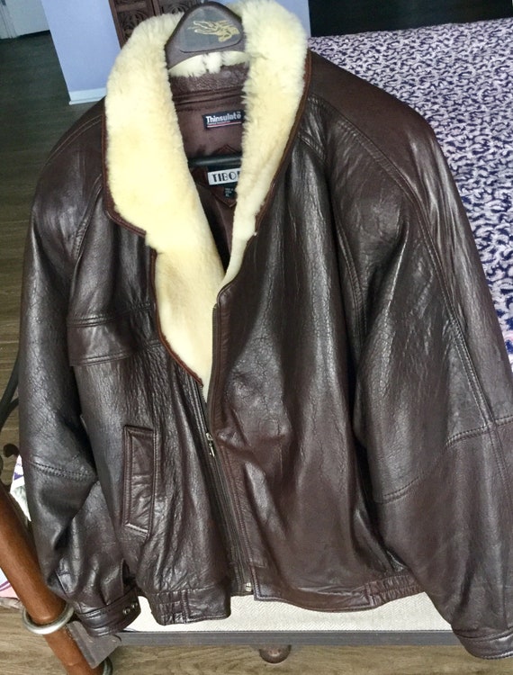 Men S Xl Brown Leather And Genuine Shearling Jacket