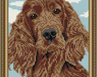 Irish Setter Dog Diamond Painting Kit: Full square drill rhinestone Embroidery (7.9 x 9.7inch)
