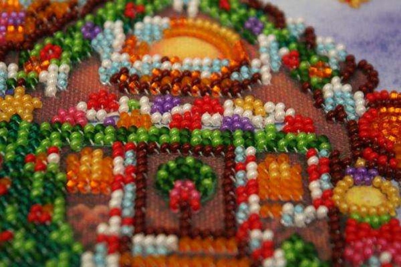 DIY Bead Embroidery Kit Christmas Bead Kit Gingerbread House DIY Gift