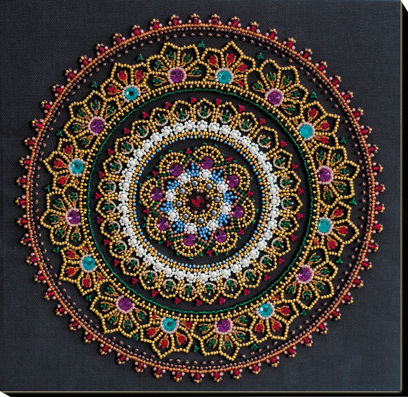 Mandala DIY Bead Embroidery Kit Colorfull Needlepoint Kit Etsy