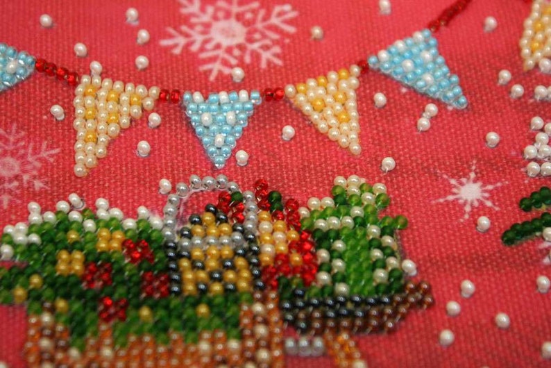 DIY Bead Embroidery Kit Christmas Bike Bead Kit, DIY Gift Idea