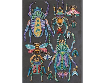 DIY Bead Embroidery Kit Colorful beetles, Needlepoint kits Home wall decor Embroidery art Beaded painting set Needlepoint beading