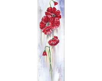 DIY Bead Embroidery Kit Poppy flowers DIY gift idea, Needlepoint kits, Modern Home wall decor, Embroidery art, Beaded painting set