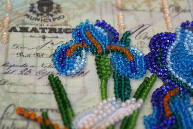 Iris Flower DIY Bead Embroidery Kit DIY Gift Idea Floral Etsy