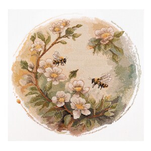 Cross Stitch Kit, Bees, Honey colors Modern Embroidery Kit, Counted cross stitch full kit, Art crafts kit, Needlepoint kit