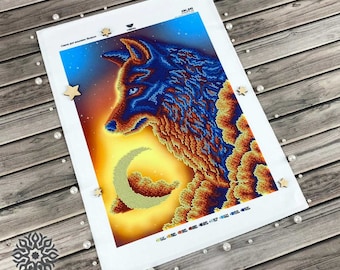 Wolf Bead Embroidery DIY Kit, Beadwork Beading kit (14.4x10.6 inch)