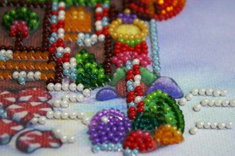 DIY Bead Embroidery Kit Christmas Bead Kit Gingerbread House DIY Gift