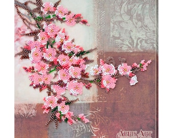 桜ビーズ刺繍アートキット、日本の花柄スクエアキャンバス - Etsy 日本