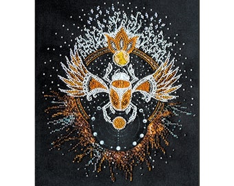 DIY Bead Embroidery Kit Scarab beetle, Needlepoint kits Home wall decor Embroidery art Beaded painting set Needlepoint beading
