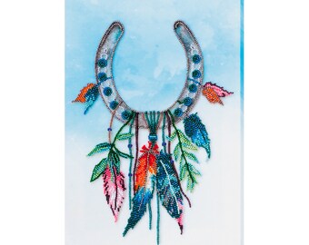 DIY Bead Embroidery Kit Dreamcatcher horseshoe for good luck Needlepoint kits Home decor Embroidery art Beaded set Needlepoint beading