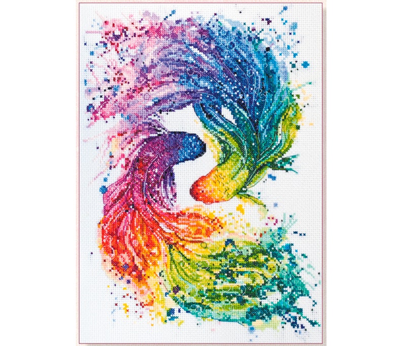 Embroidery Kit For Beginners - Fishes & Flowers Pattern, Includes Pre-Printed Fabric, Hoop, Thread & Needles - View #7