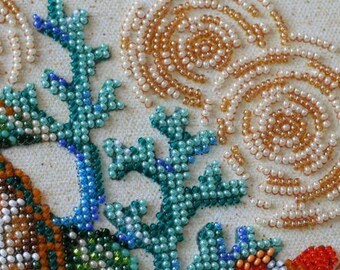 DIY Bead Embroidery Kit Tropical Sea Turtle DIY Gift Idea Needlepoint Kits  Home Decor Embroidery Art Needlework Beading 