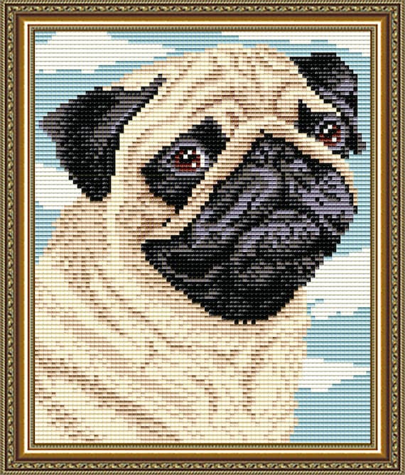 DIY Diamond Painting Kit PUG Dog, Full Square Drill Diamond