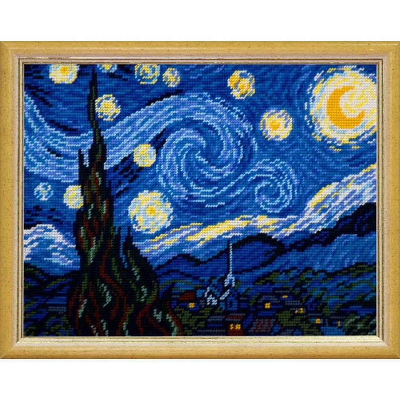 DIY Needlepoint Kit Starry Night V. Van Gogh Tapestry Kit Etsy