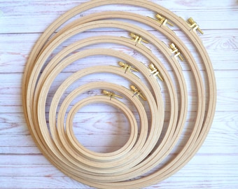 Nurge Embroidery Hoop, Wooden Hoop for Embroidery and Cross Stitch, Round Wooden Frame, High quality, Natural wood, 8 different sizes