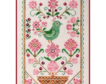 DIY Counted Cross Stitch Kit, Bird and Flowers Primitive Sampler, Art crafts Needlework kit
