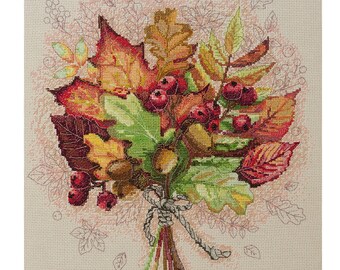 Cross Stitch Kit DIY: Autumn Leaves Modern Embroidery Needlework kit Art crafts