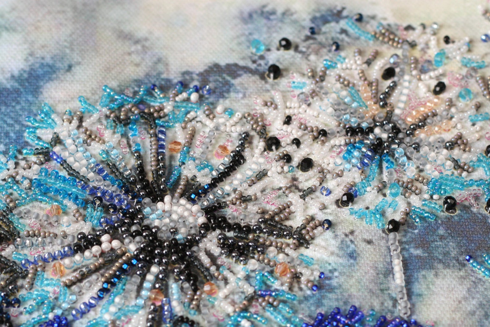 Broderie diamant Pissenlit Bleu