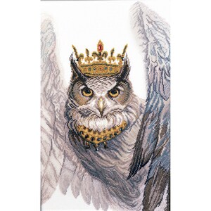 Cross Stitch Kit Owl, Modern Hand Embroidery Kit, Counted cross stitch full kit, Art crafts kit, Needlepoint kit, Fantasy Wall Decor