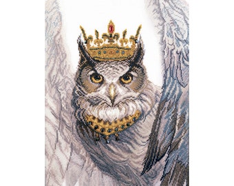 Owl Cross Stitch Kit DIY: Modern Embroidery Fantasy Needlework kit Art crafts
