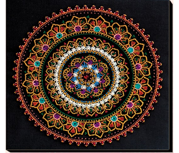 Mandala DIY Bead Embroidery Kit, Colorfull Needlepoint Kit