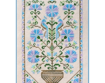 DIY Counted Cross Stitch Kit, Primitive Cornflower Floral Sampler, Art crafts Needlework kit