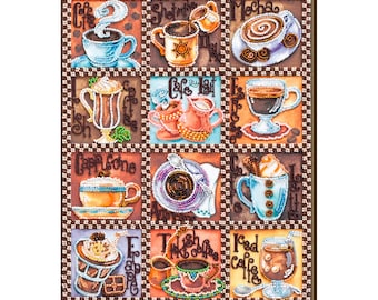 Coffee Brown DIY Bead Embroidery Kit DIY gift idea Needlepoint kits Home decor Embroidery art Beaded painting set Needlepoint beading