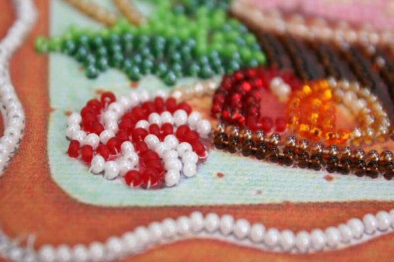 DIY Bead Embroidery Kit Christmas Bead Kit Holiday Cake DIY Gift Idea