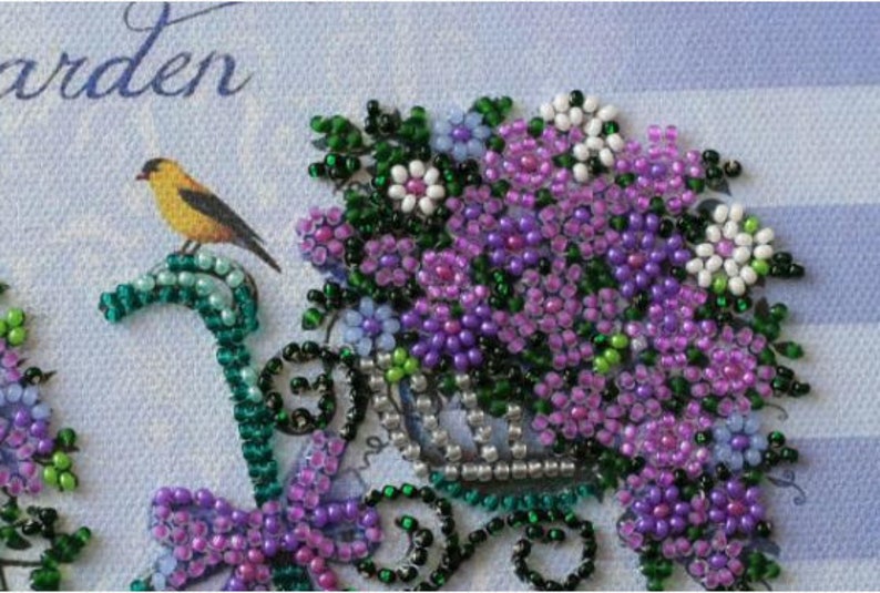 DIY Bead Embroidery Kit Lavender Vintage Romantic Provence DIY gift idea Needlepoint kits Home decor Embroidery art Beaded painting set
