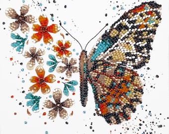 DIY Bead Embroidery Kit Colorful butterfly DIY Needlepoint kits Home decor Embroidery art Beaded painting set