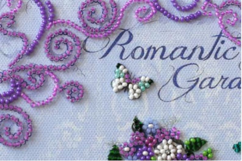 DIY Bead Embroidery Kit Lavender Vintage Romantic Provence DIY gift idea Needlepoint kits Home decor Embroidery art Beaded painting set