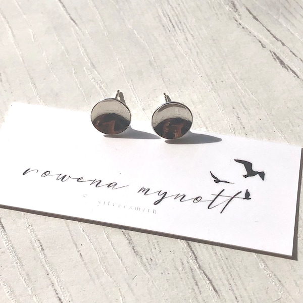 Sterling Silver Studs Large. Silver Earrings. Concave Studs.