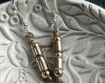 Pendientes de oro y plata inspirados en el bambú