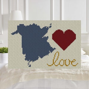 New Brunswick Love C2C Afghan Crochet Pattern | Corner to Corner PDF Crochet Pattern | Graph Chart Graphghans Cross Stitch Tapestry Intarsia