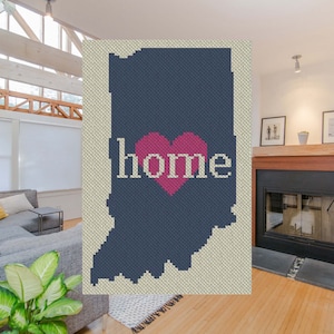 Indiana Home C2C Crochet Afghan Pattern | Corner to Corner PDF Crochet Blanket Pattern | Graph Chart included Graphghan Tapestry CrossStitch