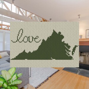 Modèle de crochet afghan Virginia Love C2C | Couverture au crochet PDF d&#39;un coin à l&#39;autre | Graph Chart Graphghan Point De Croix Tapisserie Intarsia Filet