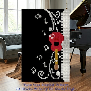 Tuned In C2C Crochet Pattern & Graphghan Crochet Pattern for Afghan Blanket  PDF Pattern Piano Guitar Music Latch Hook Tapestry Cross Stitch