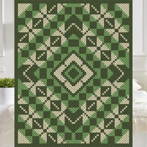 Patty Pans Argyle C2C Crochet Afghan Pattern | Corner to Corner Crochet Blanket PDF Crochet Pattern | Graph Chart for Graphghans Tapestry