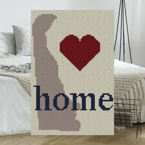 Delaware Home C2C Crochet Afghan Pattern | Corner to Corner Crochet Blanket Patterns | Chart Included for Cross Stitch and Graphghans