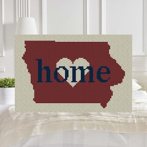 Iowa Home C2C Afghan Crochet Pattern | Corner to Corner PDF Crochet Blanket Pattern | Graph Chart included Graphghans Cross Stitch Tapestry