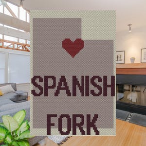 Heart of Spanish Fork Utah C2C Crochet Pattern & Graphghan Crochet Pattern for Afghan Blanket Easy PDF Tapestry Latch Hook Rug Cross Stitch