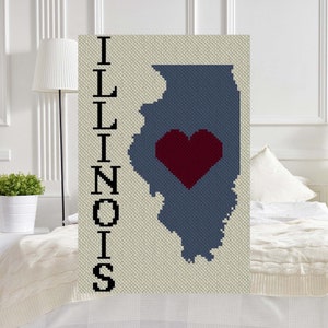 Herz Illinois C2C Afghanische Häkelanleitung | Ecke zu Ecke Häkeldecke Muster | Graph Chart Graphghan Kreuzstich Gobelin Intarsia