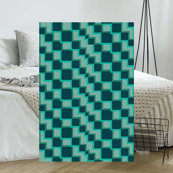 Into the Deep Blue Sea C2C Crochet Afghan Pattern | Corner to Corner Crochet Blanket Pattern | Graph Chart Graphghans Tapestry Cross Stitch