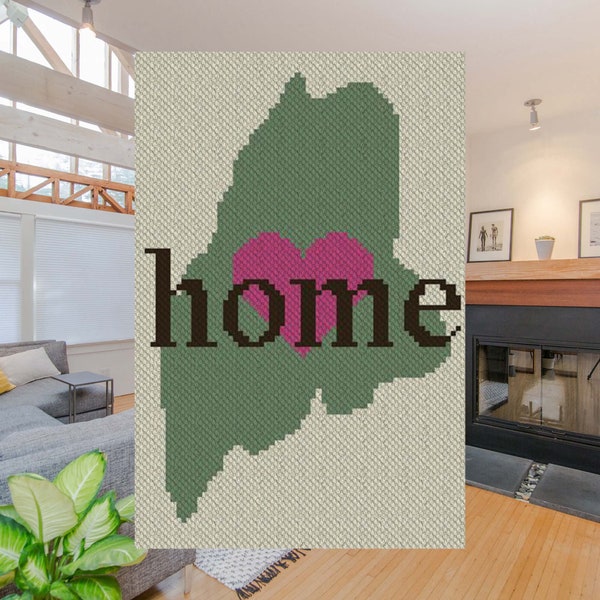 Maine Home C2C  Crochet Afghan Pattern | Corner to Corner Crochet Blanket Crochet Pattern | Graph Chart Included for Cross Stitch  Graphghan