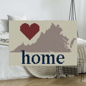 Virginia Home C2C Afghan Crochet Pattern | Motif de couverture au crochet d&#39;un coin à l&#39;autre | Tableau graphique Graphghans Point de croix Tapisserie Intarsia
